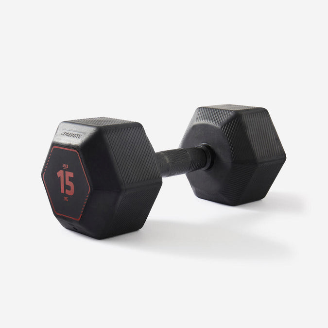 Haltères de cross training et musculation 15 kg - Dumbbell hexagonale noire, photo 4 of 3