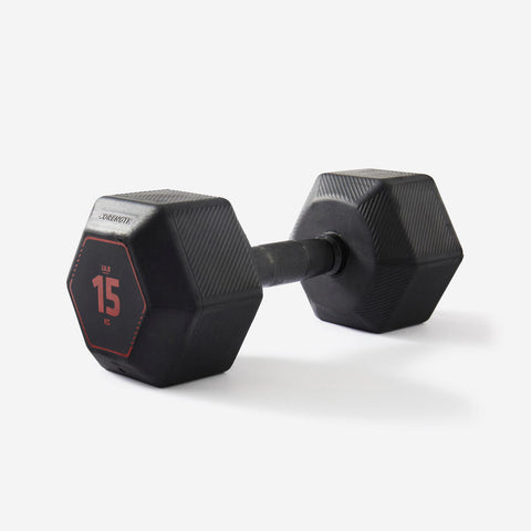 Haltères de cross training et musculation 15 kg - Dumbbell hexagonale noire