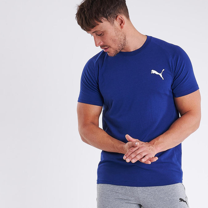 T-shirt fitness Puma manches courtes slim coton col rond homme bleu, photo 10 of 9