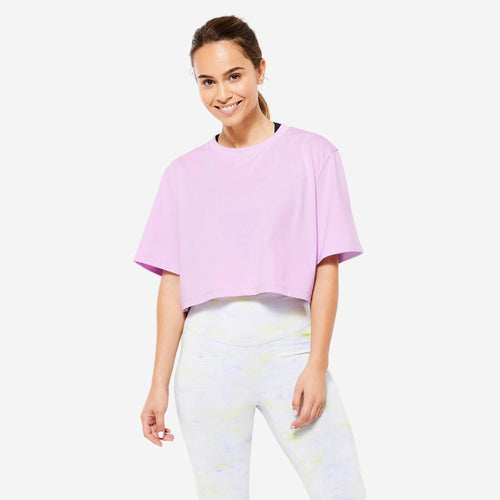 





T-shirt crop top femme - violet profond