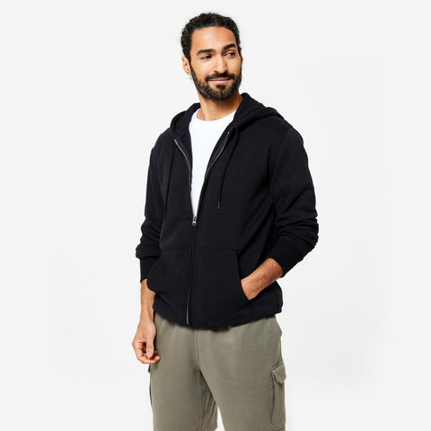 





Sweat zippé à capuche de fitness en molleton homme