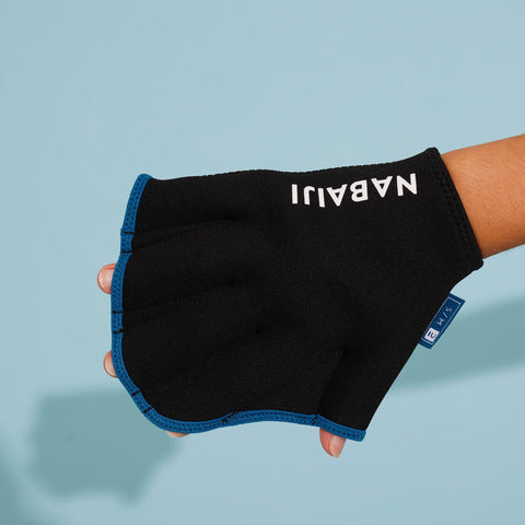 





Paire de gants palmés Aquagym en néoprène noir bleu