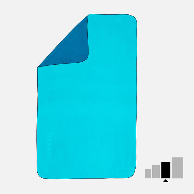 





Serviette de bain microfibre double face bleu/vert  taille L 80 x 130 cm, photo 1 of 5