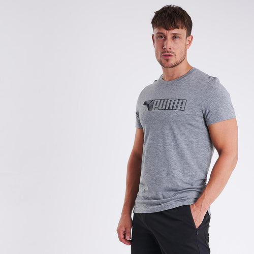 





T-shirt fitness Puma manches courtes slim coton col rond homme gris