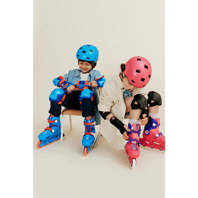 Set 3x2 Protections roller trottinette skate enfant PLAY bleu pour