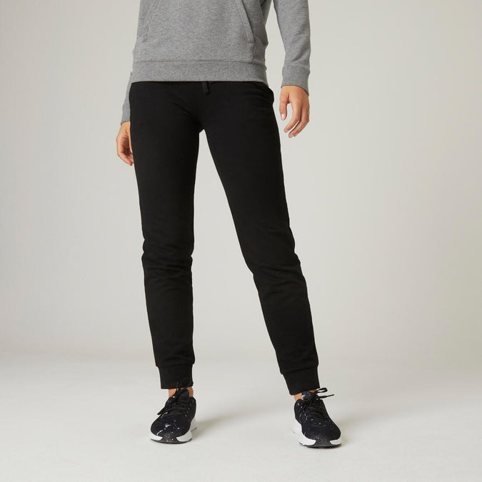 





Pantalon jogging fitness femme coton coupe droite avec poche - 500 noir, photo 1 of 5