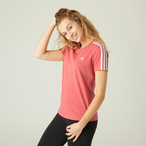 





T-Shirt Adidas 100% Coton Fitness 3 Stripes ROSE
