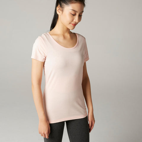 





T-shirt fitness manches courtes droit coton col rond femme