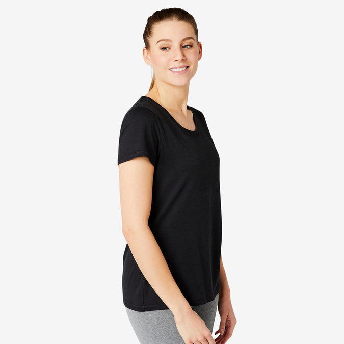 





T-shirt fitness manches courtes droit coton extensible col rond femme, photo 1 of 13
