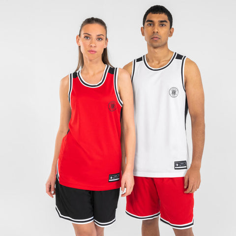 





MAILLOT BASKETBALL SANS MANCHE REVERSIBLE HOMME/FEMME -  T500R GRIS NOIR BUZZER